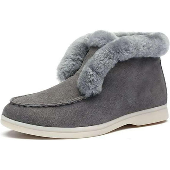 FdskwkyWinter Dress Boots For Women 2024 Warm Fur Lined Snow Ankle Booties Fashion Comfortable Slip On Loafers Shoes