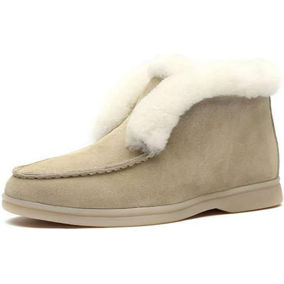 FdskwkyWinter Dress Boots For Women 2024 Warm Fur Lined Snow Ankle Booties Fashion Comfortable Slip On Loafers Shoes