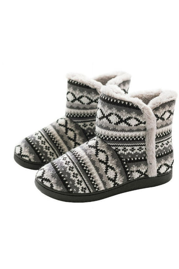 FdskwkyWomen's Bootie Slippers Cable Knit Cute Plush Fleece Memory Foam House Shoes Indoor Winter Boot Slippers