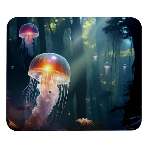 FeBohao Funny Mouse Pad Mat for Laptop Jiaji Cloth Rubber Base Portable Non Scratch Design Pattern Square Pretty Farmhouse Computer Adults Cushion Aesthetic Trendy Girl Boy Organizers Jellyfish