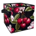 thumbnail image 1 of FeBohao Storage Bins Boxes Oxford Leather Handle Square Foldable Sock Underbed Cute Vintage Sweater Nursery Baby Office Print Replacement Multifunctional Organizer Basket Cherry, 1 of 6