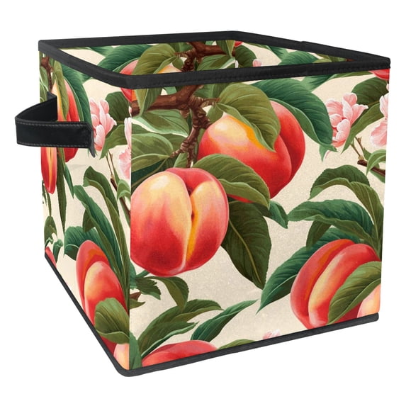 FeBohao Storage Boxes Bins Fabric with Cardboard Large Capacity Collapsible Clothes Underbed Cute Easy Doll Cubby Toddler Mudroom Decorative Houseware Versatile Basket Organizer ripe peach