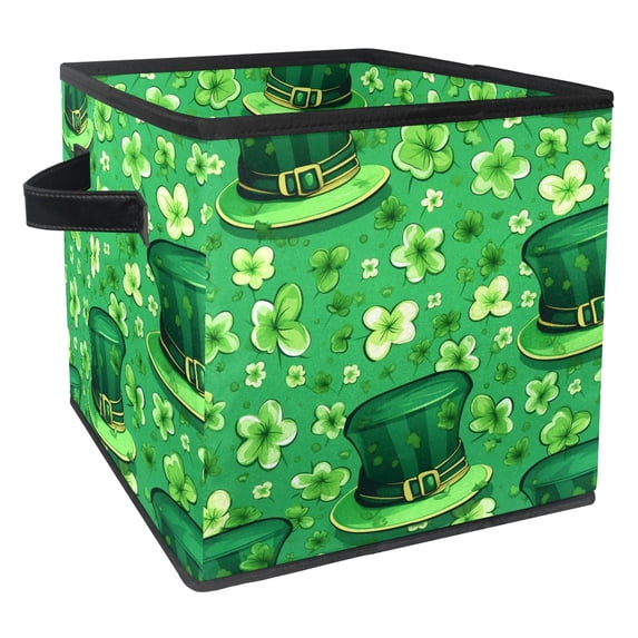 FeBohao Storage Boxes Bins Oxford with Cardboard Large Capacity Foldable Book Shelf Open Pattern Doll College Dorm Kids Office Modern Supplies Personalized Basket Organizer Green Hat
