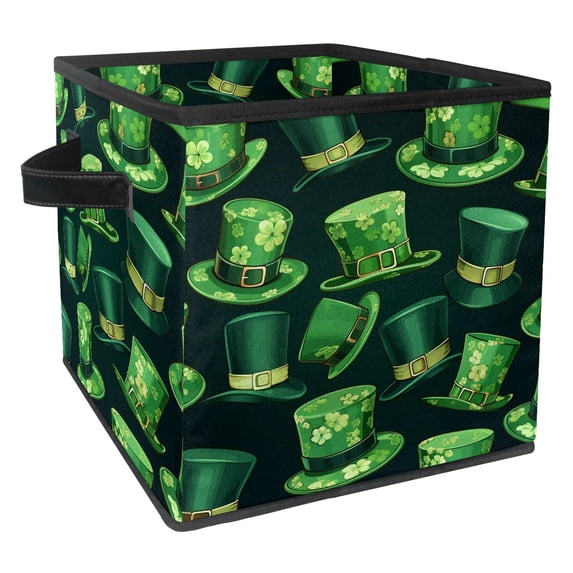 FeBohao Storage Boxes Bins Oxford Leather Handle Square Collapsible Sock Drawer Utility Vintage Underwear Bedroom Boys Office Decorative Necessities Personalized Organizer Basket St.Patrick's
