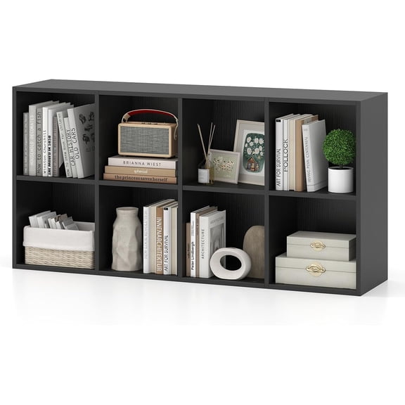 FeGemax 8-Cube Bookcase, 3-Tier Cubby Bookshelf, Horizontal Vertical Display Rack with Anti-Tipping Kits, Modern Storage Organizer Shelf Unit for Bedroom, Living Room, Study (Black, 8-Cube)