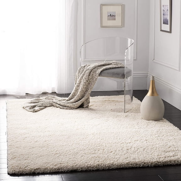 FeGemax Area Rug 3x5 - California Shag Collection - Ivory, Non-Shedding & Easy to Clean, Ultra Plush Thick Pile, Ideal for Living Room, Bedroom, Dining Space (SG151-1212)