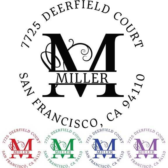 FeGemax Custom Address Stamp, Self-Inking Round Monogram Address Stamp, Personalized Address Stamp