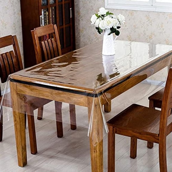 FeGemax DiamondHome Clear_Transparent Tablecloth Heavy Duty Kitchen Table TOP Cover Water Proof Hard Plastic Vinyl Spills Protector (60" x 102")