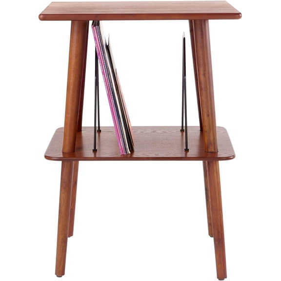 FeGemax Manchester Record Player Stand, Media Console with Vinyl Storage, Modern Home Organizer, Paprika