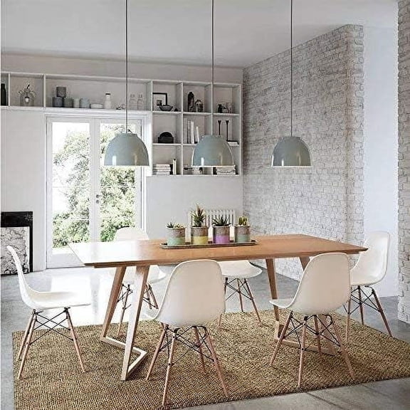FeGemax  Modern Style Dining Chairs Mid Century Pre Assembled DSW Chair Classic Shell Lounge Plastic Side Chairs for Dining Room, Kitchen, Living Room Set of 4 (Cream)