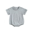 thumbnail image 1 of FeMereina Baby Boy Gir Bubble Romper Infant Oversized T-Shirt Tops Toddler Plain Short Sleeve Jumpsuit Newborn Summer Clothes, 1 of 9