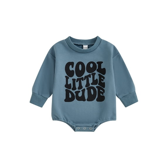 FeMereina Infant Baby Boys Cool Little Dude Romper Jumpsuit Round Neck Long Sleeve Bodysuit Fall Winter Clothes Outfits