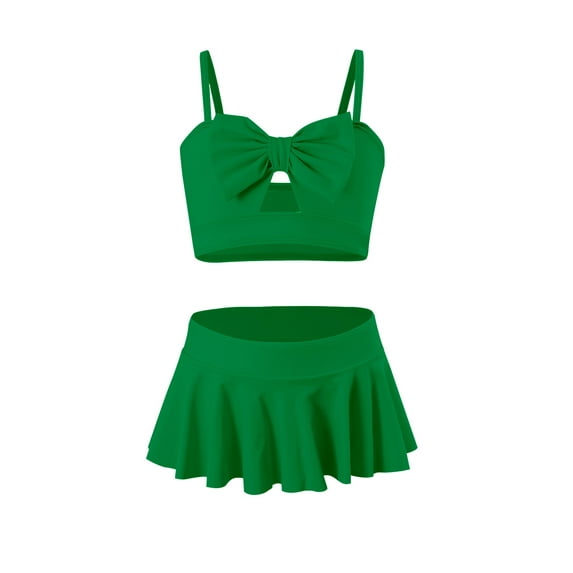 FeMereina Mommy and Me Swimsuit, Solid Color Camisole and Skirt Family Swimsuit
