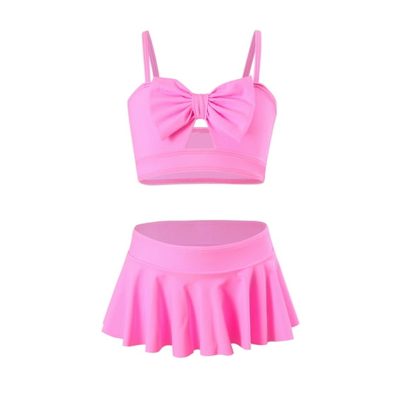 FeMereina Mommy and Me Swimsuit, Solid Color Camisole and Skirt Family Swimsuit