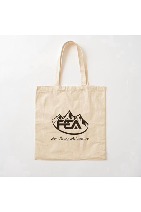 Fea Mountain Logo W Text Canvas Tote Bags, Reusable Shopping Bag
