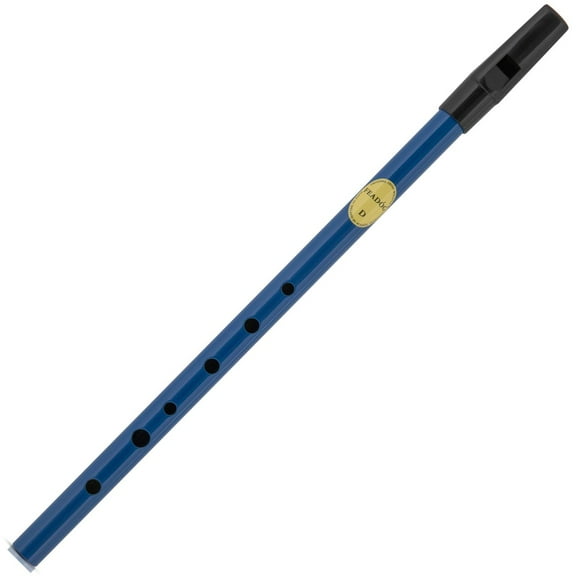 Feadog Brass Irish Tin Whistle Key of D Original Penny Flute Made in Ireland, Blue