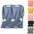 thumbnail image 1 of Feancey 2 Pack Women Crewneck Sweatshirt Winter Plus Size Fleece Lined Pajama Tops Solid Color Casual Long Sleeve Thermal Pullover Black S, 1 of 4