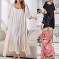 thumbnail image 1 of Feancey 2 Piece Nightgown Set for Women Silk Cami Nightdress Soft Satin Short Sleeve Robes Elegant Bride Bathrobe for Wedding Party Sleepwear Pink M, 1 of 10