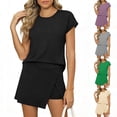 thumbnail image 1 of Feancey 2 Piece Workout Sets for Women Summer Outfits Short Sleeve Tops Tennis Skorts Matching Lounge Set Solid Color Casual Travel Clothes Gray XXL, 1 of 6