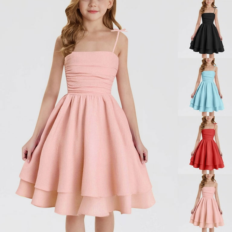 Feancey 2025 Summer Girls Cami Dresses Trendy Adjustable