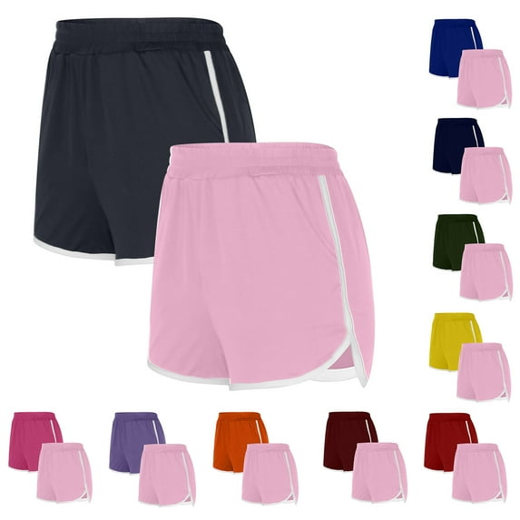 Feancey 2PC Yoga Gym Shorts for Women Comfy Booty Workout Short Pants Breathable Casual Dolphin Shorts Summer Sports Cycling Hiking Shorts Blue XXL