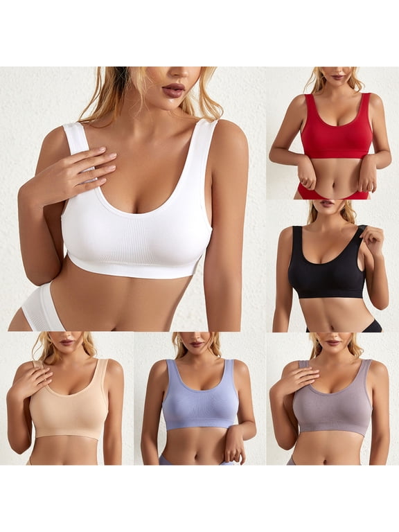 Push Up Bras for Women No Underwire Seamless Sports Bra High Impact Wireless Bras Running Workout Compression Brassieres Sleep Underwear Red L