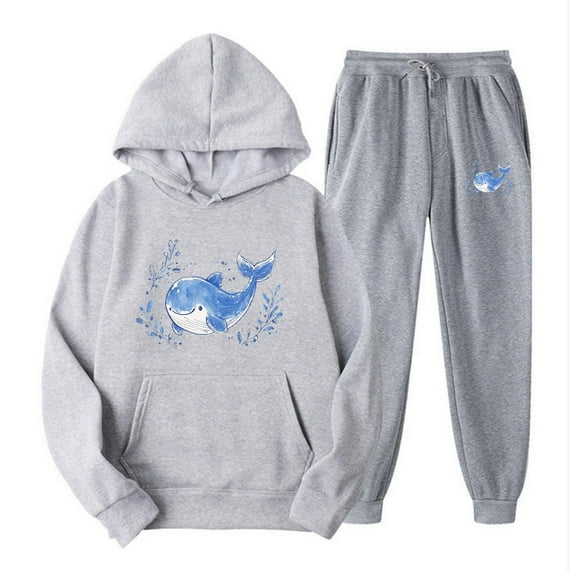 Feancey Valentines Day Sweatsuits for Women Set Novelty Heart Print Hoodies and Sweatpants Matching Sets Trendy 2 Piece Jogging Suits Blue XL