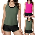 thumbnail image 1 of Feancey Atheltic 2 Piece Swimsuits for Women Solid Casual Scoop Neck Swim Blouson Racerback Tankini Tops and Boyshorts Bathing Suits Sporty Swimwear Limited Time Sales Green XL, 1 of 4
