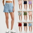 thumbnail image 1 of Feancey Athletic Ribbed Shorts Women Drawstring High Waisted Workout Shorts Loose Straight Leg Sweatshorts Solid Lightweight Short Pants with Pockets Black XXL, 1 of 8