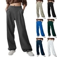 thumbnail image 1 of Feancey Athletic Wide Leg Pants for Women High Waisted Baggy Sweatpants Fall Fashion Workout Trousers Solid Color Loose Lounge Pants with Pockets Black S, 1 of 7