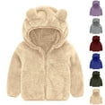 thumbnail image 1 of Feancey Baby Boys Fleece Jacket Toddler Girls Cute Hooded Fuzzy Winter Coats Infant Kids Casual Zipper Furry Jackets Beige 18 Months, 1 of 4