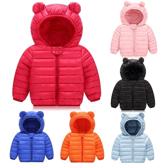 Feancey Baby Boys Girls Winter Coats Toddler Bear Ear Hooded Down Jacket Infant Kids Lightweight Puffer Jackets Padded Outwear with Pockets Black 2-3 Years