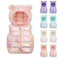 thumbnail image 1 of Feancey Baby Girls Boys Puffer Vest Toddler Kids Sleeveless Down Coats Cute Bear Ear Hooded Waistcoat Little Girl Shiny Vests Lightweight Outerwear Purple 3 Years, 1 of 9