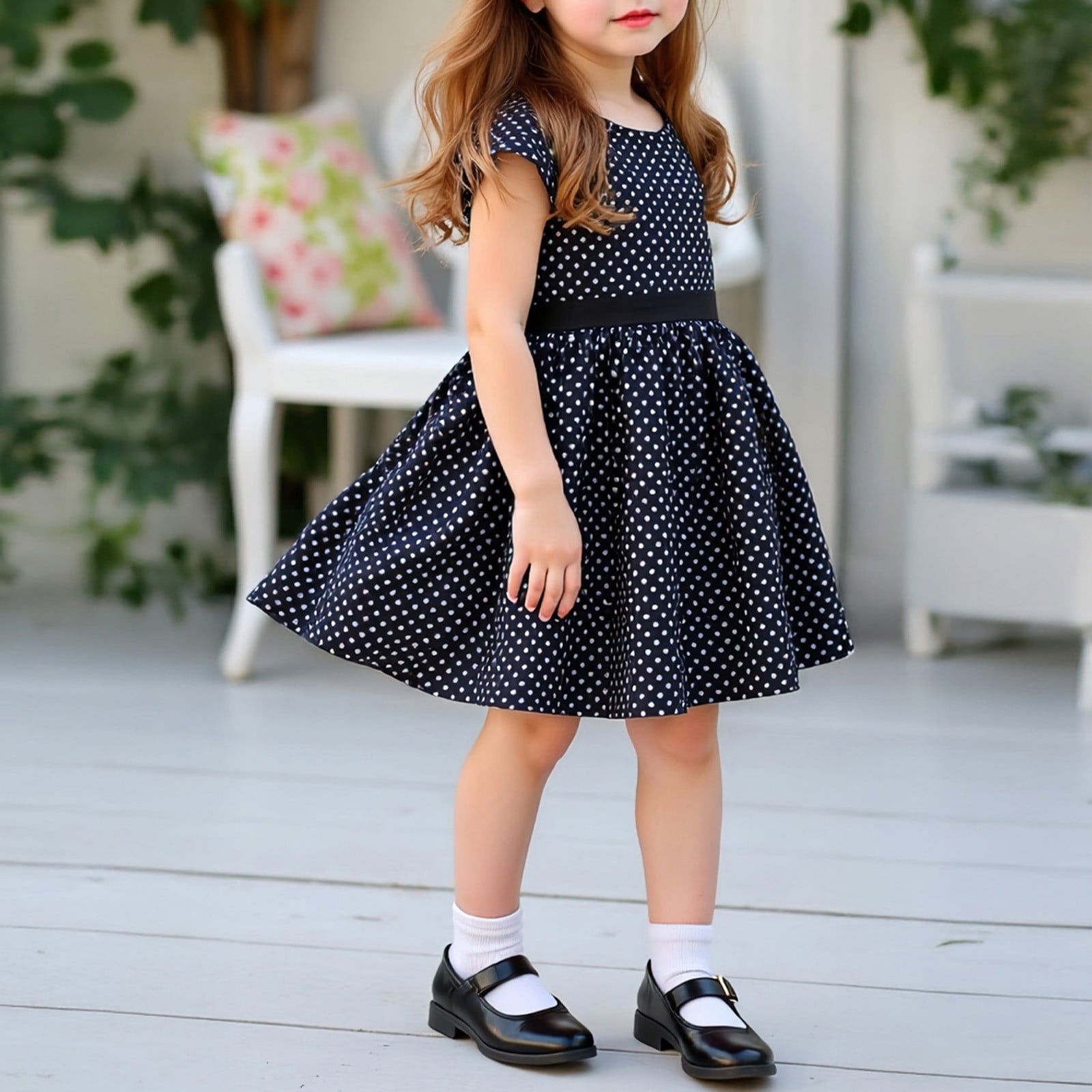 Feancey Baby Girls Casual Dresses Short Sleeve Round Neck A-Line Dress ...