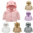 thumbnail image 1 of Feancey Baby Girls Fleece Jackets Toddler Boys Cute Ear Hooded Jacket Kids Winter Thick Warm Fuzzy Coats Soft Cozy Infant Outerwear Khaki 3-4 Years, 1 of 5