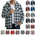 thumbnail image 1 of Feancey Back to College Sale Mens Button Down Flannel Jacket 2025 Casual Hooded Sherpa Lined Fleece Coats Comfy Plush Thicken Hoodie Jackets Winter Warm Coats Wine XXL, 1 of 6