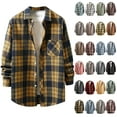 thumbnail image 1 of Feancey Back to School Prime Sales Mens Thin Plaid Shirt Fall Long Sleeve Button Down Shirts Cotton Casual Collar Shacket Jacket 2025 Fashion Flannel Shirt Jackets with Pocket Khaki XXL, 1 of 4