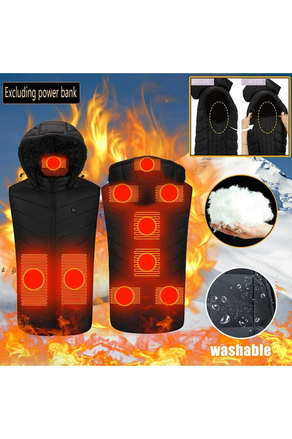 Big and Tall Mens Heated Vest Unisex Plus Size Heating Vests Winter Warm Electric Heat Vest Jacket 9 Heating Zones Washable Hunting Vest Coat Limited Time Sales Today,Black,5XL