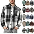 thumbnail image 1 of Feancey Big and Tall Plaid Shirts for Men Casual Long Sleeve Button Down Shirt Jackets Fall Fashion Lightweight Shacket Jacket with Front Pocket Gray 4XL, 1 of 9