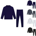thumbnail image 1 of Feancey Big and Tall Men Thermal Underwear Sets Fleece Mock Neck Base Layer Top Long Johns Set Fall Winter Warm Pajama Two Piece Blue L, 1 of 7