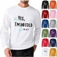 thumbnail image 1 of Feancey Big and Tall T Shirts for Men Yes I'm Still Cold Print Graphic Tees Crew Neck Casual Long Sleeve Tshirt Cool Streetwear Tee Shirt Wine S, 1 of 6