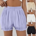 thumbnail image 1 of Feancey Bloomer Shorts for Women Elastic High Waisted Ruffle Hem Casual Shorts for Under Dresses Skirts Safety Layered Shorts Purple M, 1 of 5