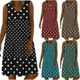 thumbnail image 1 of Feancey Boho Sundress for Women 2025 Casual Polka Dot Print Midi Dresses Summer Sleeveless V Neck Tank Dress Loose Flowy Beach Vacation Dresses Black XXL, 1 of 7