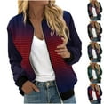 thumbnail image 1 of Feancey Bomber Jacket for Women Casual Ribbed Cuffs Zipper Jackets Fashion Striped Lightweight Jacket Outdoor Windproof Thin Coat Pink S, 1 of 6