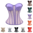 thumbnail image 1 of Feancey Boned Corset Tops for Women Mesh Overbust Corsets Strapless Lace Up Bustier Top Built In Bra Waist Cincher Halloween Costumes Green XXL, 1 of 8