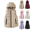 thumbnail image 1 of Feancey Boys Girls Kids Hooded Down Vest Lightweight Sleeveless Puffer Jackets Winter Windproof Warm Waistcoat Zipper Padded Outerwear with Pockets Pink 9 Years, 1 of 7