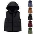 thumbnail image 1 of Feancey Boys Hooded Down Vest Toddler Kids Sleeveless Puffer Jackets Thick Warm Padded Waistcoat for Girls Winter Padded Outerwear with Pockets Brown 3 Years, 1 of 10