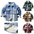 thumbnail image 1 of Feancey Boys Shirt Jacket Fleece Lined Shacket for Kids Plaid Button Down Shirt Jackets Toddler Boy Cotton Casual Outwear with Pockets Blue 3-4 Years, 1 of 10