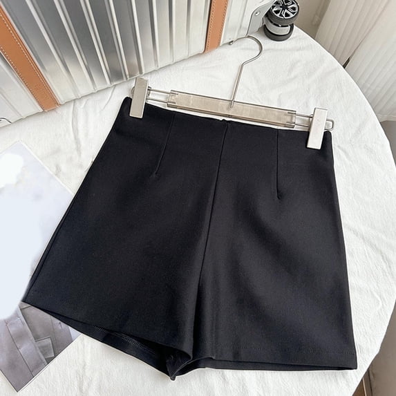 Feancey Business Casual Shorts for Women Cotton Linen High Waisted Dress Shorts Comfy Elegant Work Shorts Summer Trendy Club Hot Pants Black M
