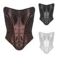 thumbnail image 1 of Feancey Bustier Corset Tops for Women Lace Up Back Bustiers Strapless Vintage Waist Cincher Overbust Corsets Halloween Costume for Party Black L, 1 of 6